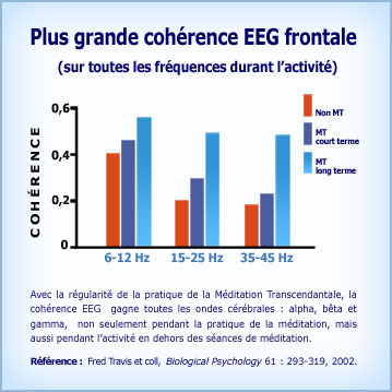 Graphique Méditation Transcendantale et cohérence cérébrale toutes fréquences