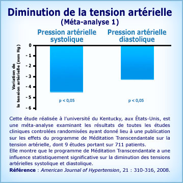 Graphique Méditation Transcendantale et baisse de la pression artérielle Méta 1