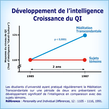 Graphique Méditation Transcendantale et augmentation du QI