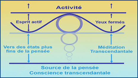 Schéma de l'expérience de l'apaissement de l'esprit avec la Méditation Transcendantale